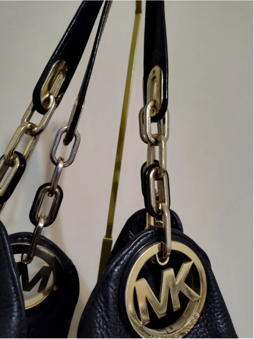 Women's Michael Kors Black Gold Hobo Bag One Size
